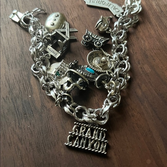 Vintage Sterling Silver 10 Charm Bracelet 1960s Travel, 7.5”, California, - Picture 15 of 15